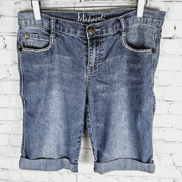 MAKAVELI | denim bermuda jean shorts - Picture 1 of 7